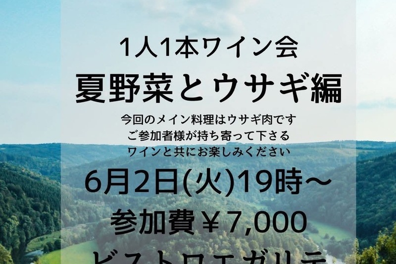 1人1本ワイン会〜夏野菜とウサギ肉編〜