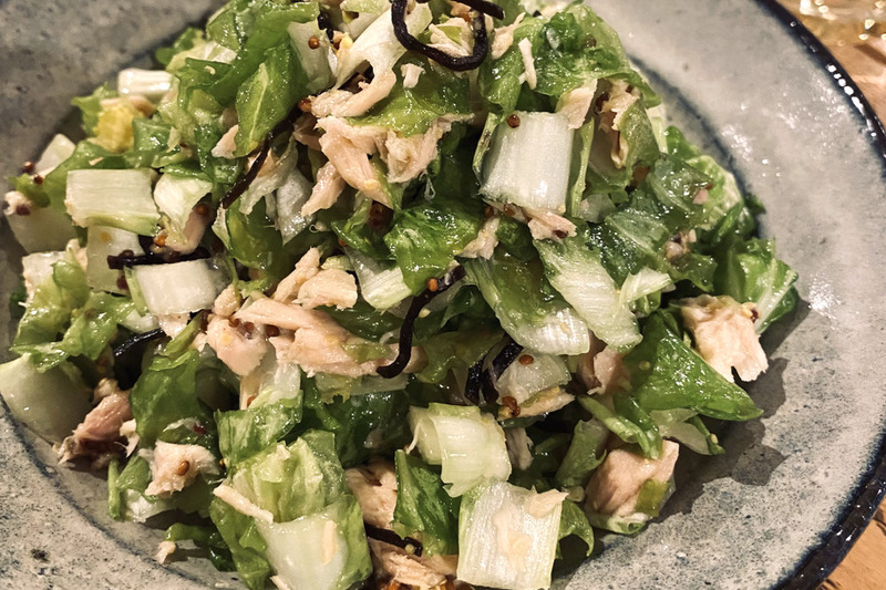 山東菜とツナと塩昆布のマスタードサラダ
