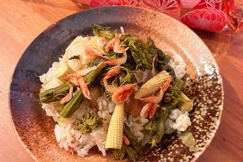 桜エビと菜の花の炊き込みご飯