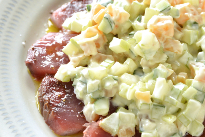 かつおの和風タルタルソースのせ