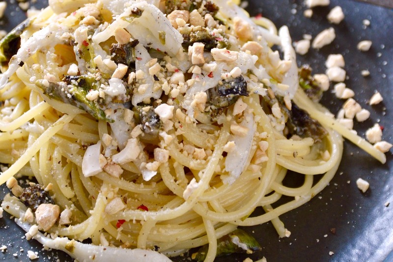 白魚とふきのとう、カシューナッツのクリームスパゲッティ