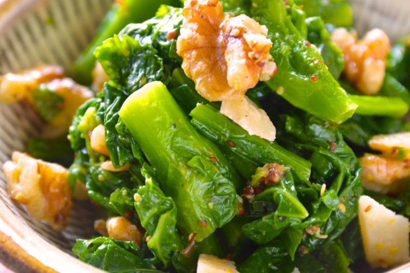 菜の花とクルミのマスタード和え