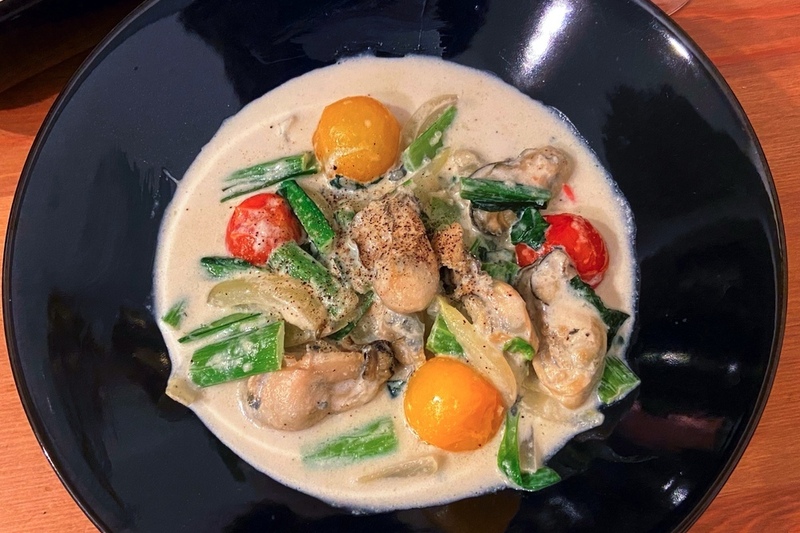 牡蠣のブルーチーズ煮込み