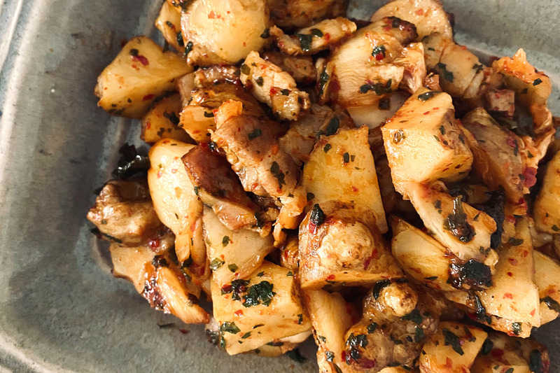 菊芋とベーコンのキムチ炒め
