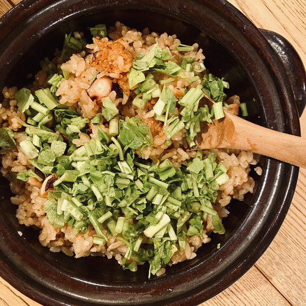 タコとセリのごはん
