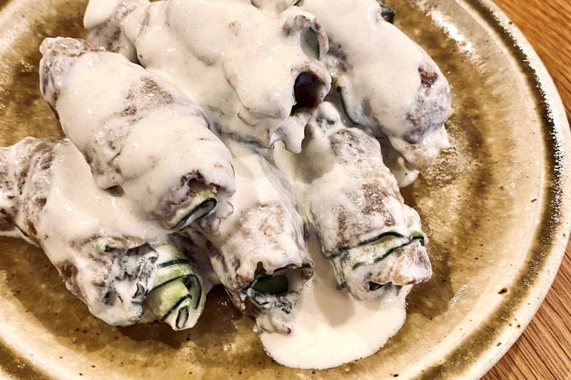 豚シソズッキーニロール　レモンクリーム煮
