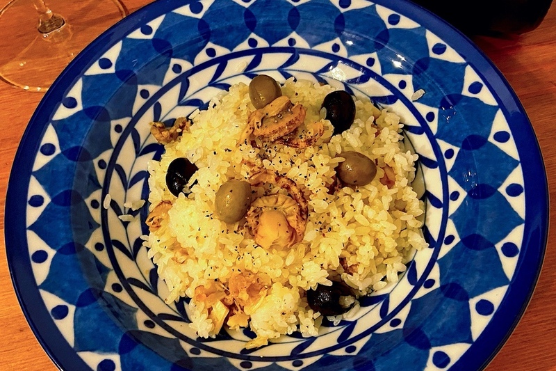ホタテとオリーブの炊き込みご飯