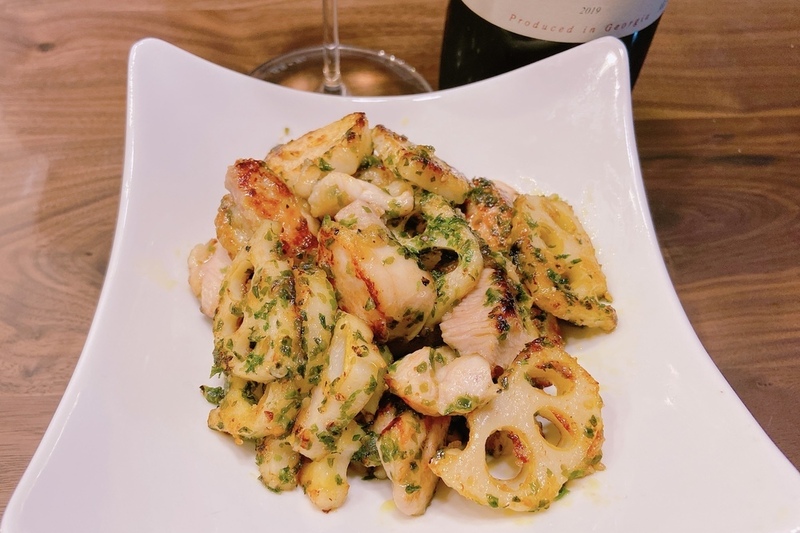 蓮根と鶏肉ののり塩炒め