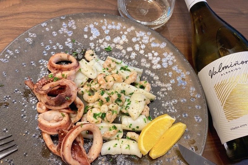 イカとエビと大葉の中華炒め