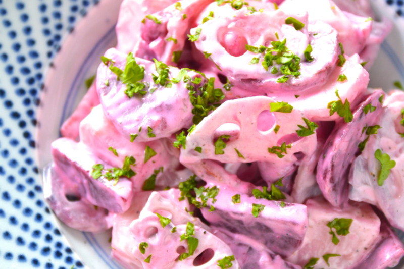 ビーツと里芋とレンコンのサラダ