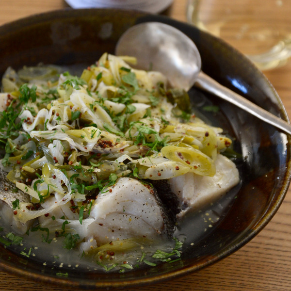 タラとネギのマスタード蒸し