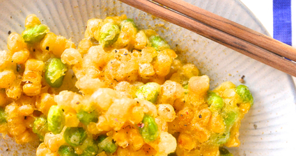 とうもろこしと枝豆のかき揚げ　クミン風味