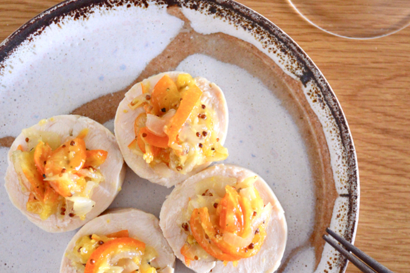 鶏ハム　金柑と生姜のソース
