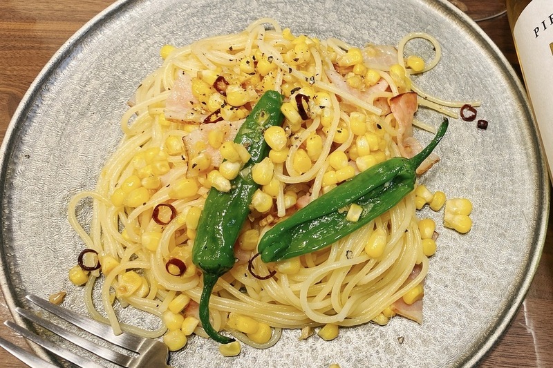 とうもろこしのペペロンチーノ