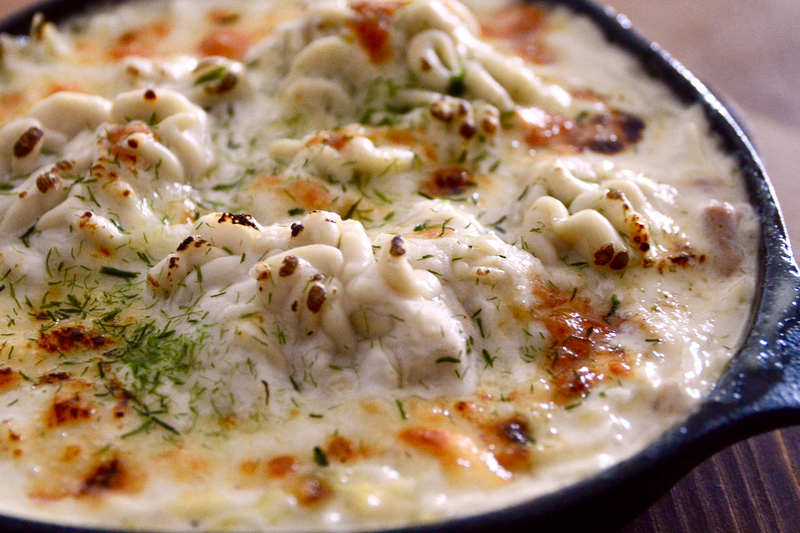 白子とネギと梅のグラタン