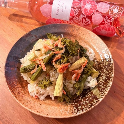 桜エビと菜の花の炊き込みご飯