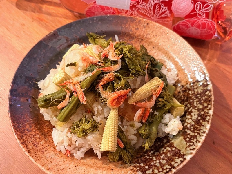 桜エビと菜の花の炊き込みご飯