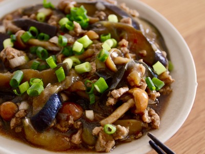 なめこ麻婆茄子