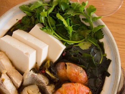 魚介と高菜漬けと豆豉の鍋
