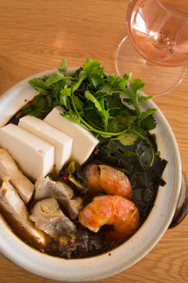 魚介と高菜漬けと豆豉の鍋
